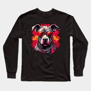 Pitbull In Sunglasses, Pit bull lover, Pittie dog owner design Long Sleeve T-Shirt